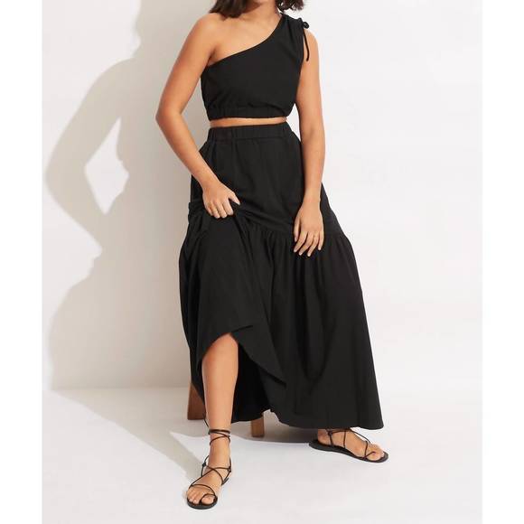 NEW SEAFOLLY one shoulder crop top in knit black - Picture 2 of 7